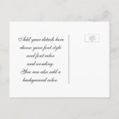 紫と黒の日付を保存 案内ポストカード (裏面)