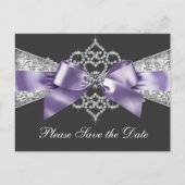 紫と黒の日付を保存 案内ポストカード (正面)