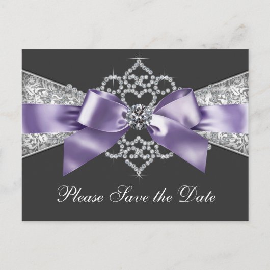 紫と黒の日付を保存 案内ポストカード (正面)