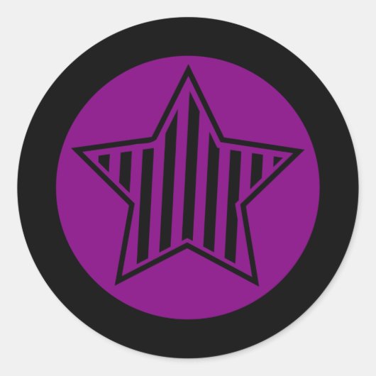 紫と黒の星の丸いシール ラウンドシール (正面)