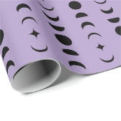 紫と黒の月と星の神秘的なウィッカ ラッピングペーパー (ロールコーナー)