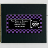 紫と黒の正方形 – チェックされたスモールビジネス ラベル