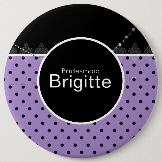 紫と黒の水玉模様ボタン 缶バッジ (正面)