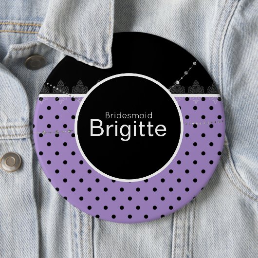 紫と黒の水玉模様ボタン 缶バッジ (インサイチュ)
