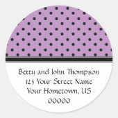 紫と黒の水玉模様住所 シール (正面)