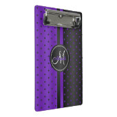 紫と黒の水玉模様 – モノグラム ミニクリップボード (アングル)