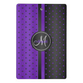 紫と黒の水玉模様 – モノグラム ミニクリップボード (裏面)