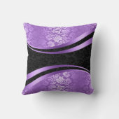 紫と黒の波状のストライプデザイン クッション (裏面)