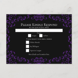 紫と黒の渦巻きゴシッ結婚クス シーズンポストカード