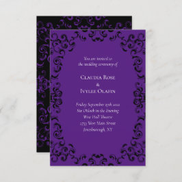 紫と黒の渦巻きゴシッ結婚クス 招待状