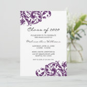 紫と黒の渦巻き旋回の卒業発表 招待状 (スタンド正面)