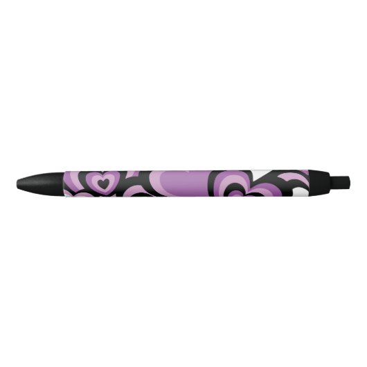紫と黒の熱のシームレスパターン 黒ボールペン (正面)