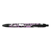 紫と黒の熱のシームレスパターン 黒ボールペン (裏面)