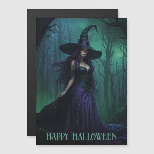 紫と黒の磁気カードのハロウィーンウィッチ (正面/裏面)