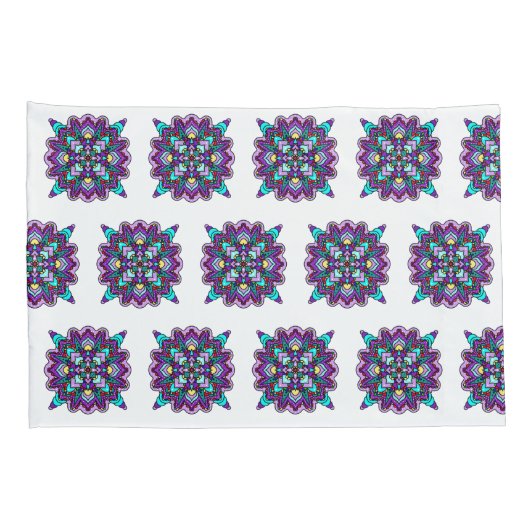 紫と黒の神秘的なマンダカラフルラ 枕カバー (裏面-右)