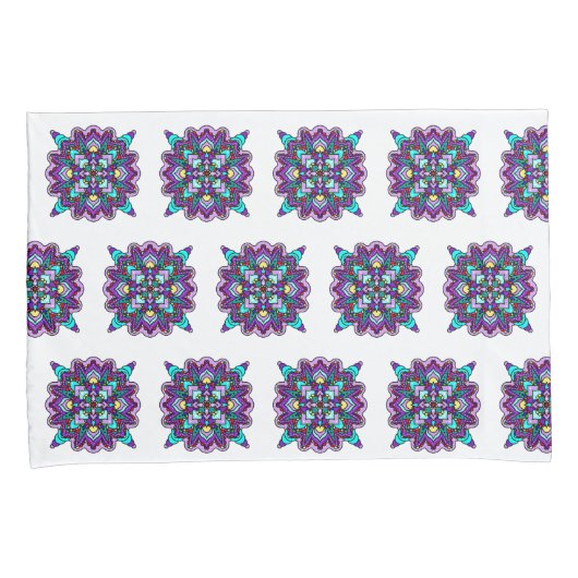 紫と黒の神秘的なマンダカラフルラ 枕カバー (正面右)