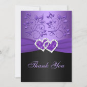 紫と黒の結合ハートサンキューカード サンキューカード (正面)