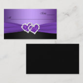 紫と黒の結合ハート座席表 プレイスカード (正面/裏面)