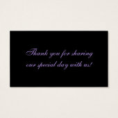 紫と黒の結合ハート結婚式の引き出物ラベル (裏面)