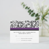 紫と黒の結婚式のRSVP 出欠カード (スタンド正面)