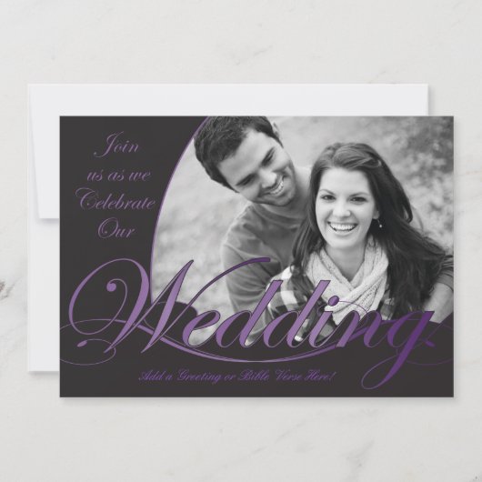 紫と黒の結婚式招待状 招待状 (正面)