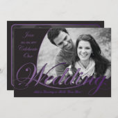 紫と黒の結婚式招待状 招待状 (正面/裏面)