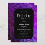 紫と黒の誕生日パーティー 招待状 (正面/裏面)