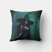 紫と黒の邪悪なハロウィーンの魔女 クッション (裏面)