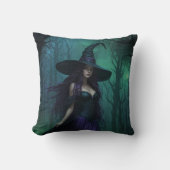 紫と黒の邪悪なハロウィーンの魔女 クッション (正面)