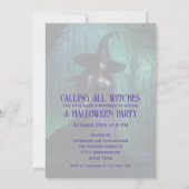 紫と黒の邪悪なハロウィーンの魔女 招待状 (裏面)