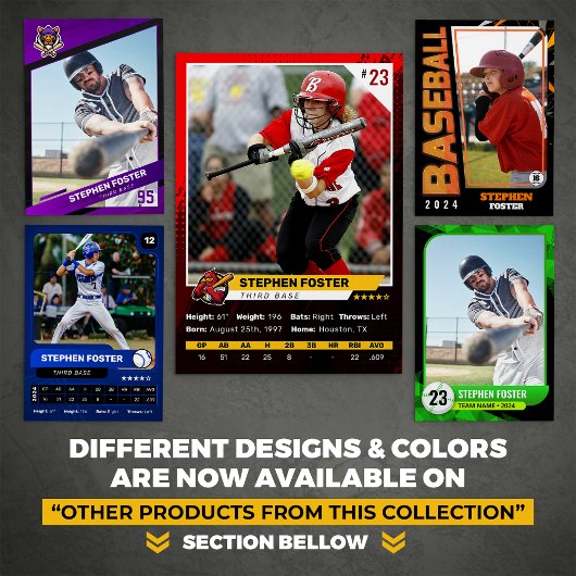 紫と黒の野球選手のトレーディングフォトカード コーリングカード