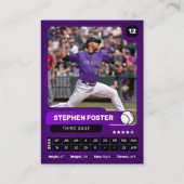 紫と黒の野球選手のトレーディングフォトカード コーリングカード (正面)