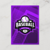 紫と黒の野球選手のトレーディングフォトカード コーリングカード (裏面)