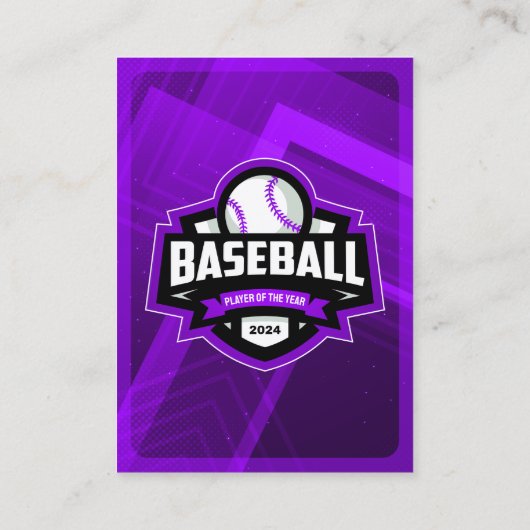 紫と黒の野球選手のトレーディングフォトカード コーリングカード (裏面)