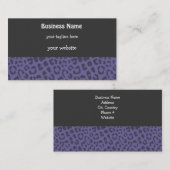 紫と黒の野生ヒョウ柄 名刺 (正面/裏面)