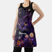 紫と黒の「フローラ猫」 エプロン (インサイチュ)