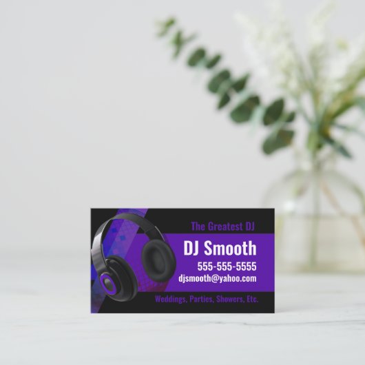 紫と黒のDJ名刺 名刺 (スタンド正面)