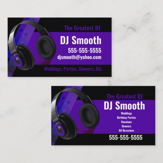 紫と黒のDJ名刺 名刺 (正面/裏面)