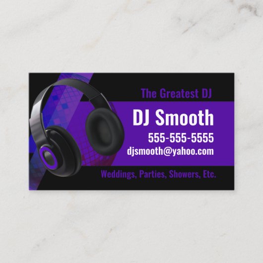 紫と黒のDJ名刺 名刺 (正面)