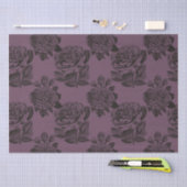 紫と黒ゴシックのバラパターンのハロウィン 薄葉紙 (クラフト)