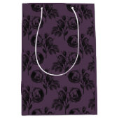 紫と黒ゴシックの花柄ハロウィーン ミディアムペーパーバッグ (正面)