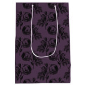 紫と黒ゴシックの花柄ハロウィーン ミディアムペーパーバッグ (裏面)