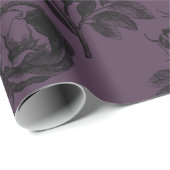 紫と黒ゴシックの花柄ハロウィーン ラッピングペーパー (ロールコーナー)