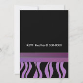 紫と黒ゼブラプリント誕生日招待状 招待状 (裏面)