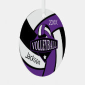 紫と黒🏐バレーボールメタルオーナメント メタルオーナメント (正面右)