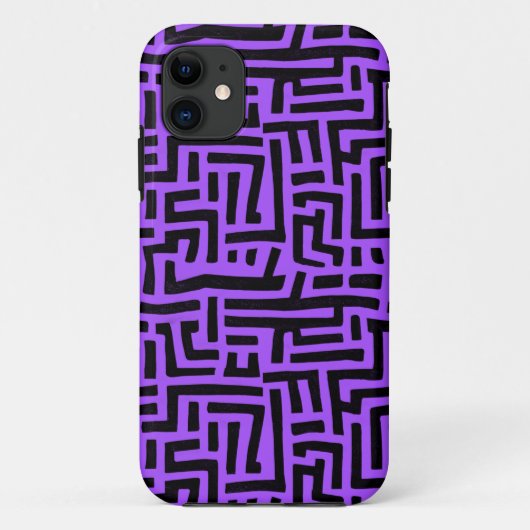 紫と黒ポップ・アートのの迷路 Case-Mate iPhoneケース (裏面)