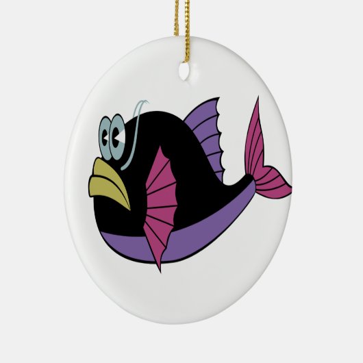 紫と黒数々ののフグ セラミックオーナメント (右)