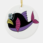紫と黒数々ののフグ セラミックオーナメント (正面)