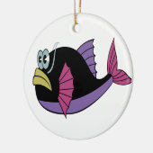 紫と黒数々ののフグ セラミックオーナメント (左)