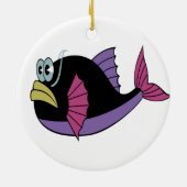 紫と黒数々ののフグ セラミックオーナメント (裏面)